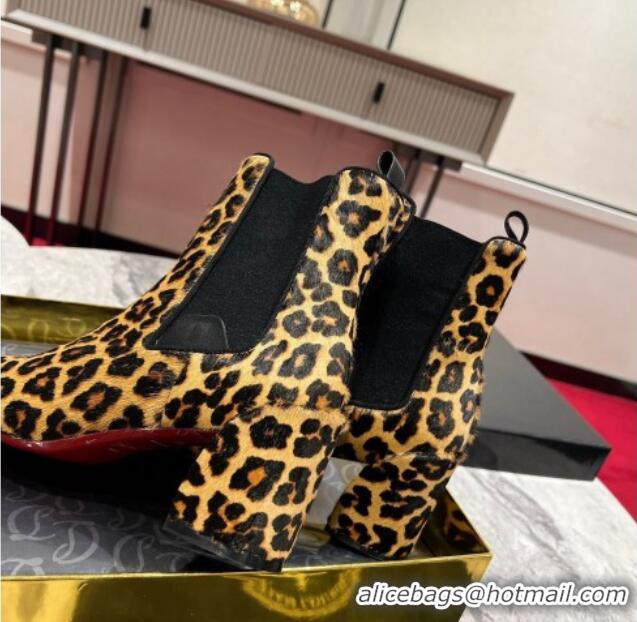 Buy Duplicate Christian Louboutin Turelastic Heel Ankle Boots 5.5cm in Leopard print 103070