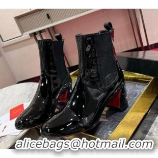 Purchase Christian Louboutin Turelastic Heel Ankle Boots 5.5cm in Patent Leather Black 103071