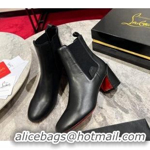 Inexpensive Christian Louboutin Turelastic Heel Ankle Boots 5.5cm in Calf Leather Black 103072