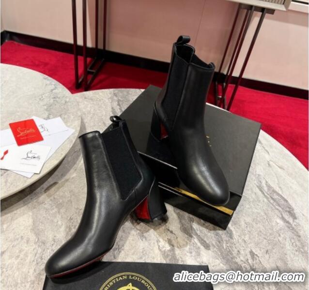 Inexpensive Christian Louboutin Turelastic Heel Ankle Boots 5.5cm in Calf Leather Black 103072