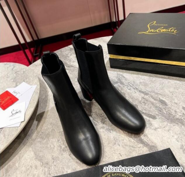 Inexpensive Christian Louboutin Turelastic Heel Ankle Boots 5.5cm in Calf Leather Black 103072