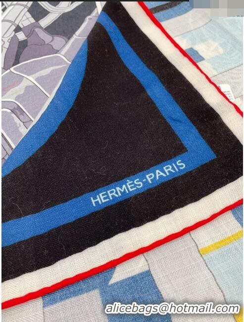 Promotional Hermes Cashmere & Silk Sqaure Shawl Scarf 140cm H11712 Blue 2023