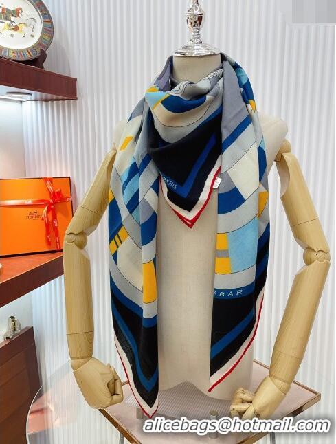 Promotional Hermes Cashmere & Silk Sqaure Shawl Scarf 140cm H11712 Blue 2023