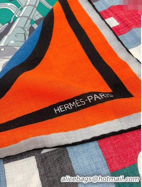 Inexpensive Hermes Cashmere & Silk Sqaure Shawl Scarf 140cm H11713 Orange 2023