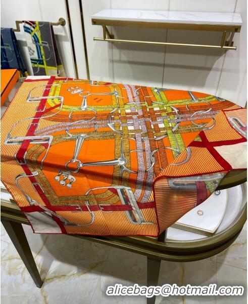 Promotional Hermes Cashmere & Silk Sqaure Scarf 110x110cm H11717 Orange 2023