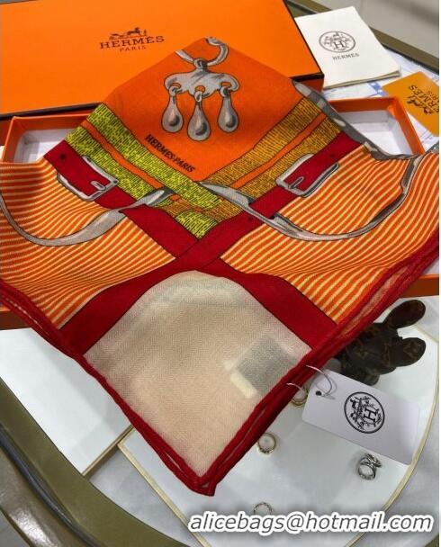 Promotional Hermes Cashmere & Silk Sqaure Scarf 110x110cm H11717 Orange 2023