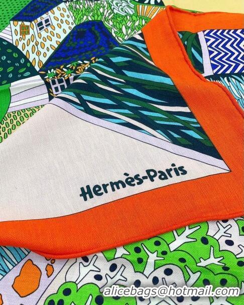 Promotional Hermes Cashmere & Silk Sqaure Shawl Scarf 140cm H11724 Green 2023