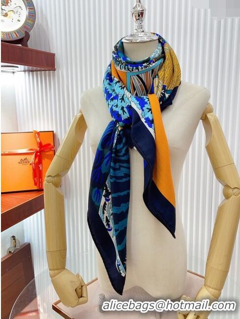 Low Cost Hermes Cashmere & Silk Sqaure Shawl Scarf 140cm H11725 Blue 2023