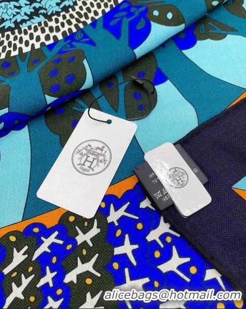 Low Cost Hermes Cashmere & Silk Sqaure Shawl Scarf 140cm H11725 Blue 2023