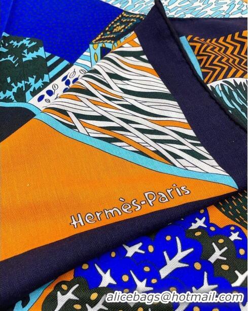 Low Cost Hermes Cashmere & Silk Sqaure Shawl Scarf 140cm H11725 Blue 2023