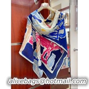 Trendy Design Hermes Cashmere & Silk Sqaure Shawl Scarf 140cm H11726 Blue 2023