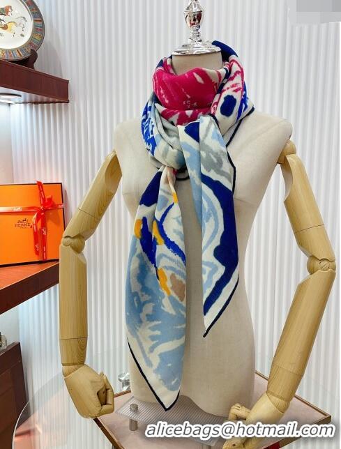 Trendy Design Hermes Cashmere & Silk Sqaure Shawl Scarf 140cm H11726 Blue 2023