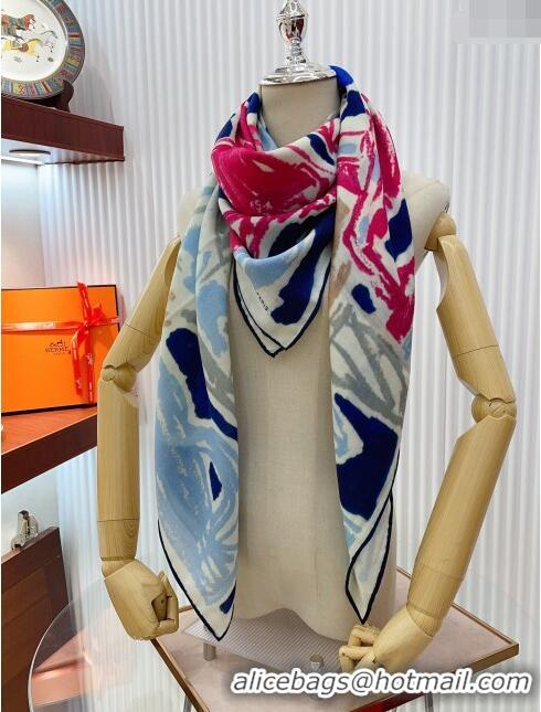 Trendy Design Hermes Cashmere & Silk Sqaure Shawl Scarf 140cm H11726 Blue 2023