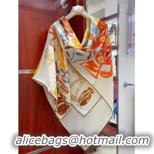 Top Quality Hermes Cashmere & Silk Sqaure Shawl Scarf 140cm H11727 Beige 2023