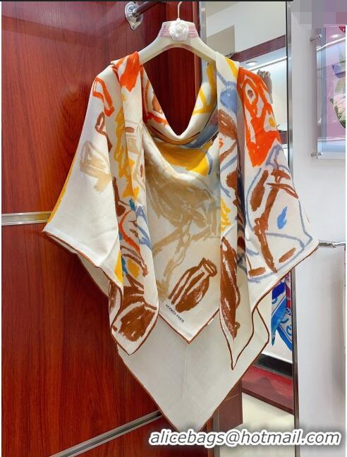 Top Quality Hermes Cashmere & Silk Sqaure Shawl Scarf 140cm H11727 Beige 2023