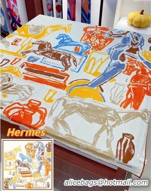 Top Quality Hermes Cashmere & Silk Sqaure Shawl Scarf 140cm H11727 Beige 2023