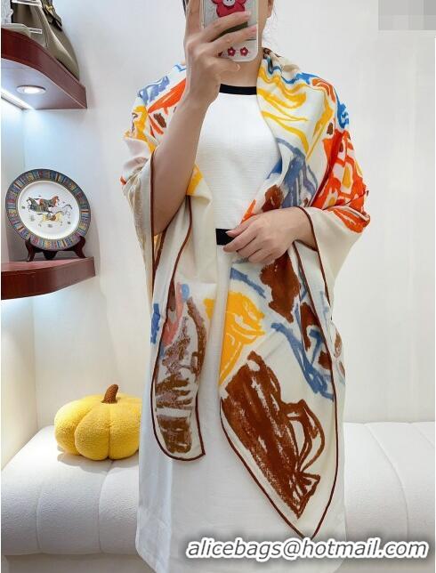 Top Quality Hermes Cashmere & Silk Sqaure Shawl Scarf 140cm H11727 Beige 2023