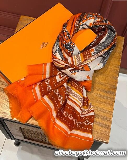 Good Product Hermes Cashmere Long Scarf 200x100cm H11735 Orange 2023