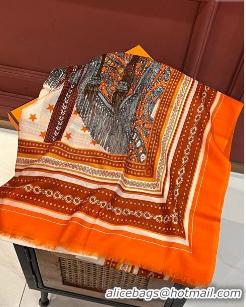 Good Product Hermes Cashmere Long Scarf 200x100cm H11735 Orange 2023