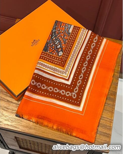 Good Product Hermes Cashmere Long Scarf 200x100cm H11735 Orange 2023