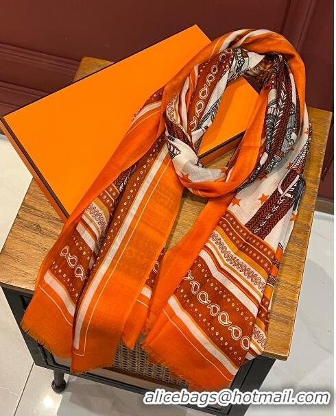 Good Product Hermes Cashmere Long Scarf 200x100cm H11735 Orange 2023