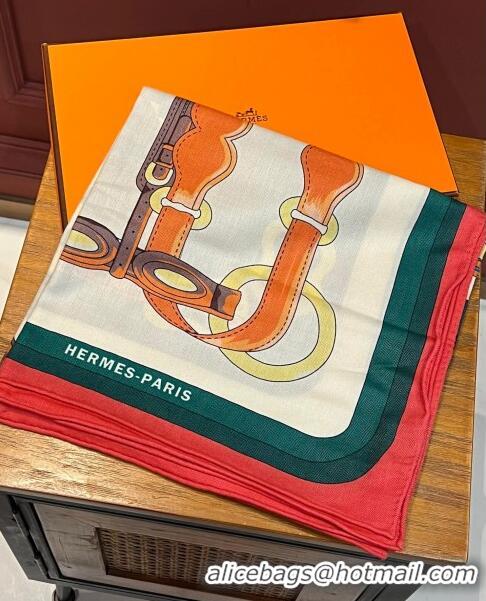 Well Crafted Hermes Cashmere & Silk Sqaure Shawl 140cm H11740 Green 2023