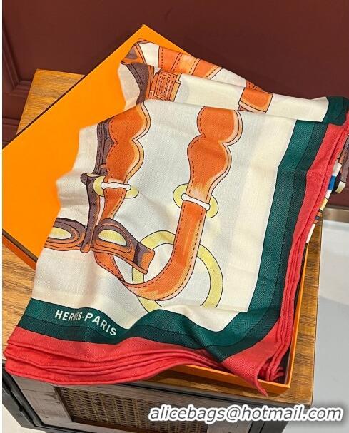 Well Crafted Hermes Cashmere & Silk Sqaure Shawl 140cm H11740 Green 2023