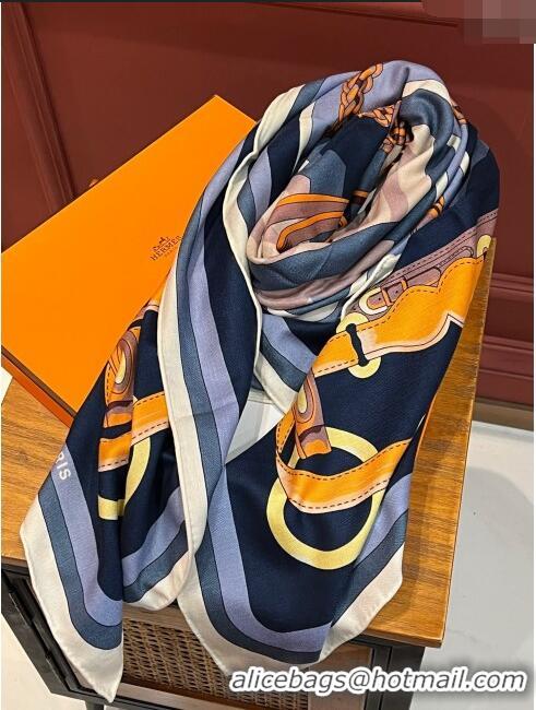 Top Design Hermes Cashmere & Silk Sqaure Shawl Scarf 140cm H111801 Blue 2023