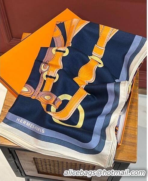 Top Design Hermes Cashmere & Silk Sqaure Shawl Scarf 140cm H111801 Blue 2023