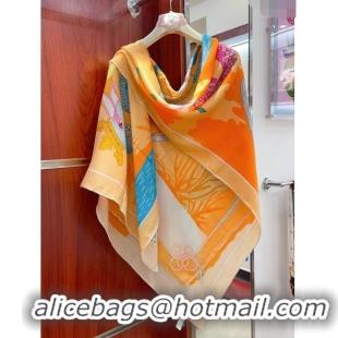 Promotional Hermes Cashmere & Silk Sqaure Shawl Scarf 140cm H111803 Orange 2023