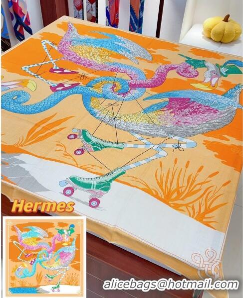 Promotional Hermes Cashmere & Silk Sqaure Shawl Scarf 140cm H111803 Orange 2023