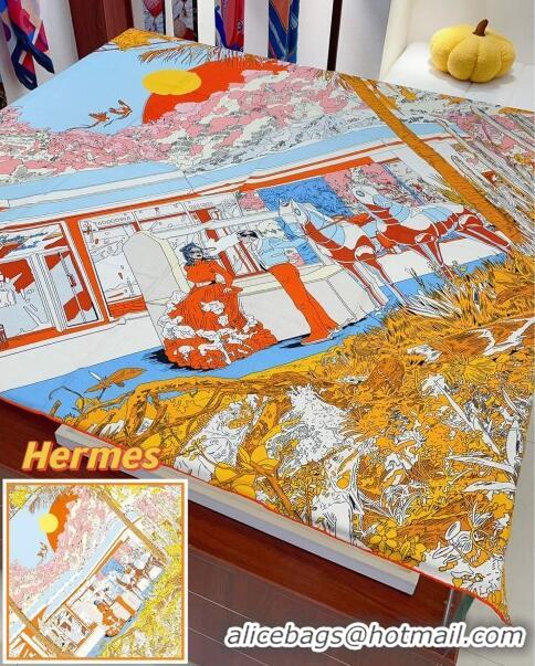 Top Quality Hermes Cashmere & Silk Sqaure Shawl Scarf 140cm H111805 Orange 2023