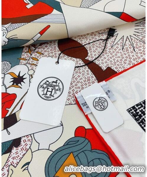 Most Popular Hermes Silk Sqaure Scarf 90x90cm H111806 White 2023