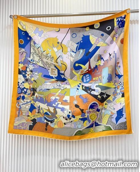 Top Grade Hermes Silk Sqaure Scarf 90x90cm H111807 Orange 2023