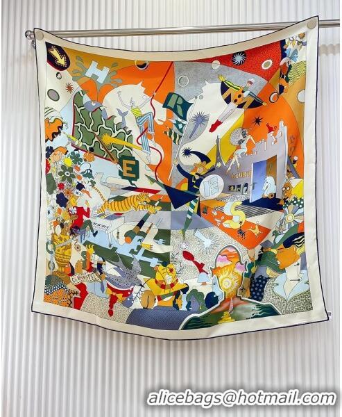 Famous Brand Hermes Silk Sqaure Scarf 90x90cm H111808 Grey 2023