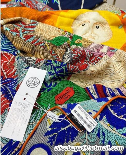 Super Quality Hermes Cashmere & Silk Sqaure Shawl Scarf 140cm H111809 Orange 2023