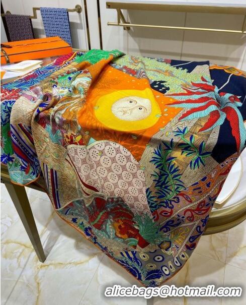 Super Quality Hermes Cashmere & Silk Sqaure Shawl Scarf 140cm H111809 Orange 2023