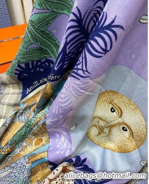 Best Price Hermes Cashmere & Silk Sqaure Shawl Scarf 140cm H111810 Purple 2023