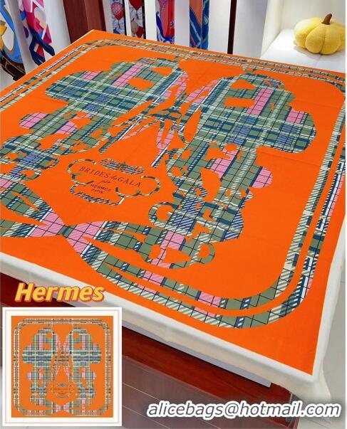 Low Cost Hermes Cashmere & Silk Sqaure Shawl Scarf 140cm H111811 Orange/Green 2023