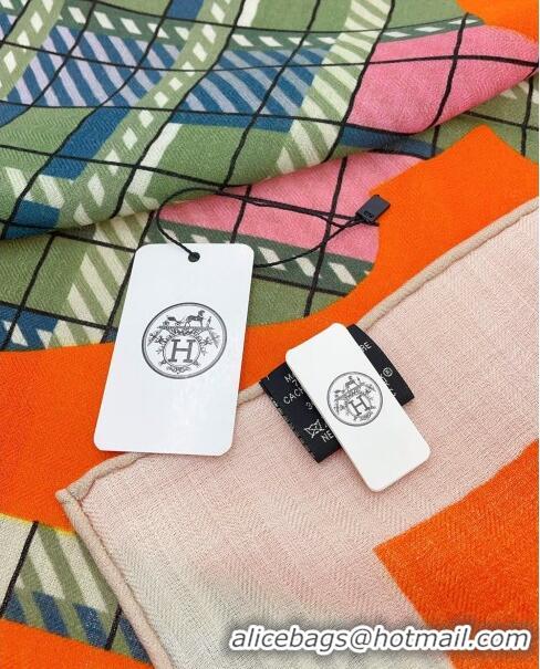 Low Cost Hermes Cashmere & Silk Sqaure Shawl Scarf 140cm H111811 Orange/Green 2023