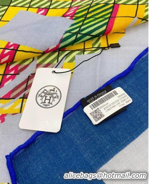 Inexpensive Hermes Cashmere & Silk Sqaure Shawl Scarf 140cm H111812 Blue 2023