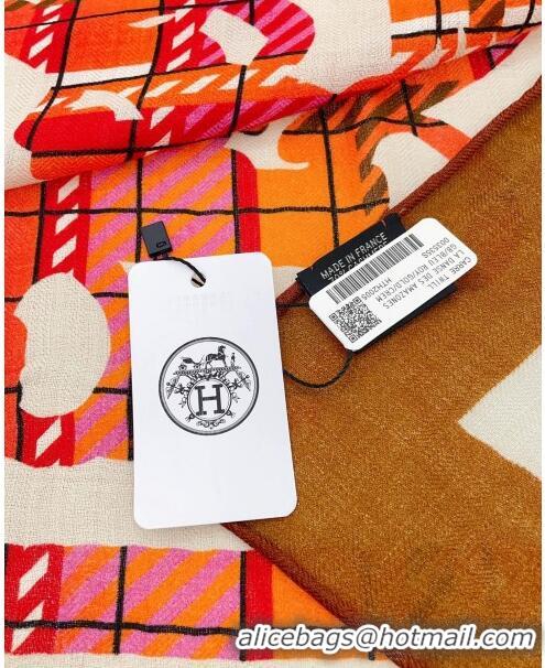 Good Taste Hermes Cashmere & Silk Sqaure Shawl Scarf 140cm H111813 Red 2023