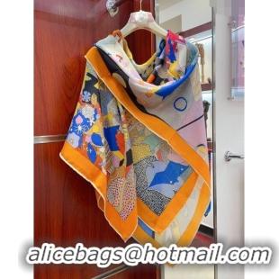 Shop Best Hermes Cashmere & Silk Sqaure Shawl Scarf 140cm H111814 Orange 2023