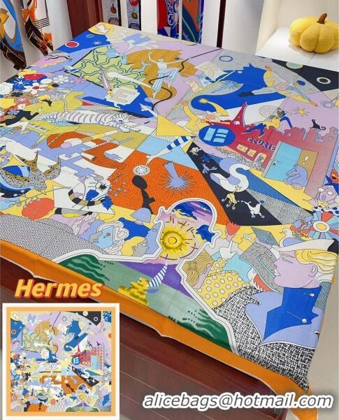 Shop Best Hermes Cashmere & Silk Sqaure Shawl Scarf 140cm H111814 Orange 2023