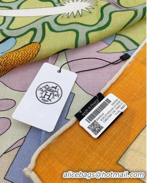 Shop Best Hermes Cashmere & Silk Sqaure Shawl Scarf 140cm H111814 Orange 2023