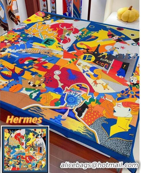 Grade Promotional Hermes Cashmere & Silk Sqaure Shawl Scarf 140cm H111816 Blue 2023