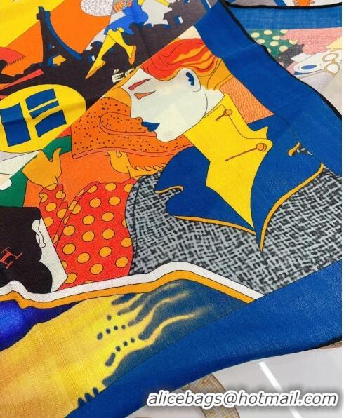 Grade Promotional Hermes Cashmere & Silk Sqaure Shawl Scarf 140cm H111816 Blue 2023