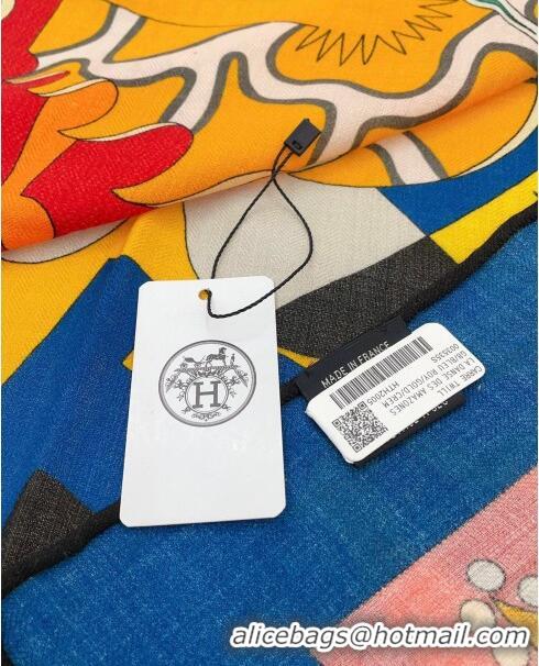 Grade Promotional Hermes Cashmere & Silk Sqaure Shawl Scarf 140cm H111816 Blue 2023