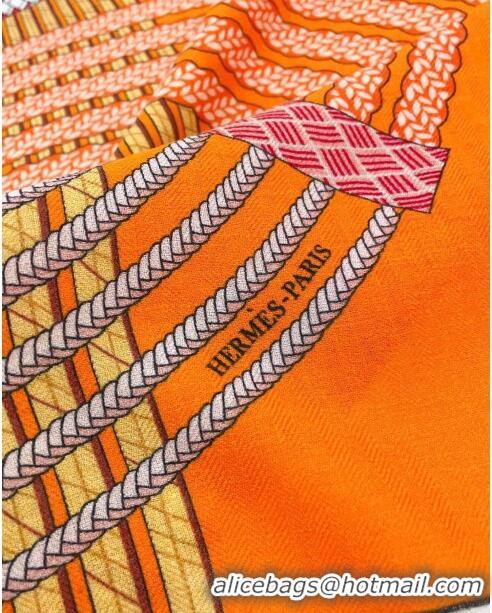 Best Product Hermes Cashmere & Silk Sqaure Shawl Scarf 140cm H111818 Orange 2023