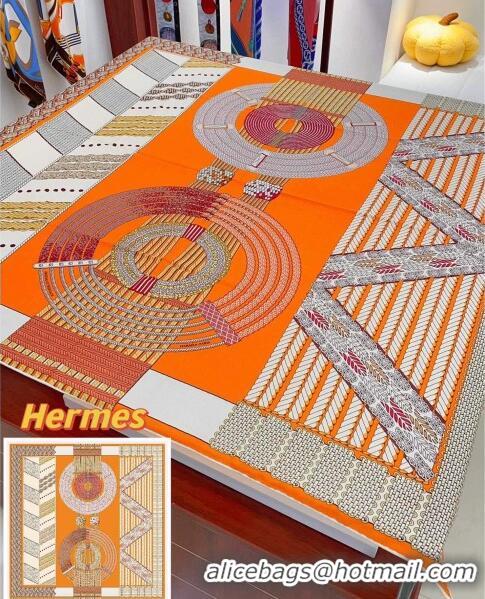 Best Product Hermes Cashmere & Silk Sqaure Shawl Scarf 140cm H111818 Orange 2023